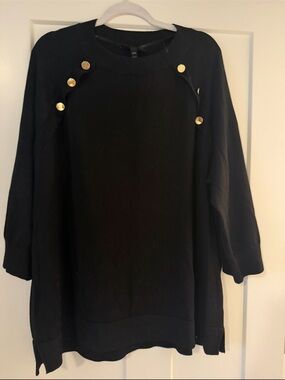 NWT WOMENS LANE BRYANT BLACK 3/4 sleeve SWEATER BUTTON DETAIL SIZE 22/24